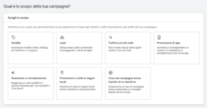 descrivere obiettivi campagna google ads