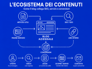 Ecosistema di contenuti SEO per collegare blog aziendale, pagine servizio e conversioni