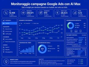 Dashboard per monitorare performance, conversioni e qualit&agrave; del traffico nelle campagne Google Ads con AI Max