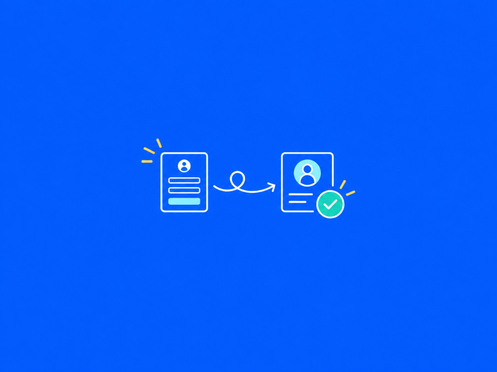 Icona su sfondo blu che rappresenta il percorso da lead a cliente attraverso form, CRM, follow-up e conversione